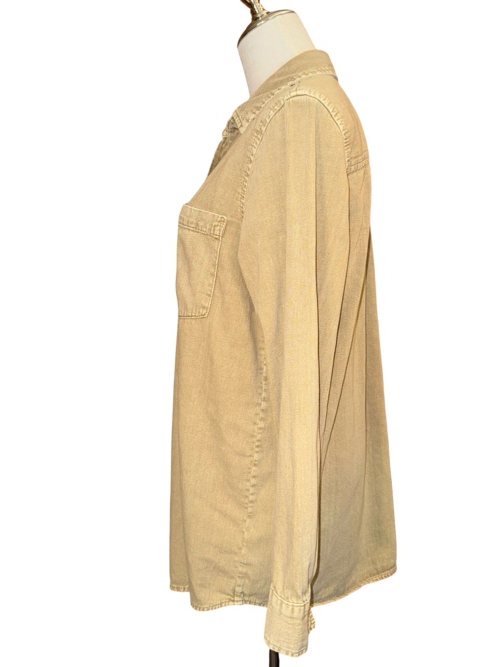 GAP Denim Boyfriend Shirt In New Sand Beige Size Small - Picture 5 of 9